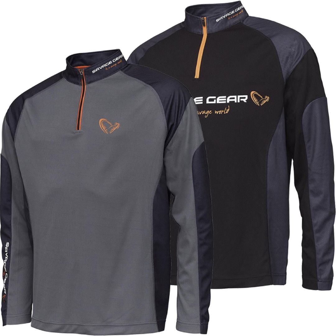 Savage Gear Tournament Shirt ½ Zip tee med uv beskyttelse.